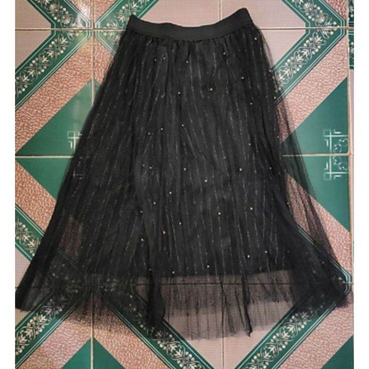 Chân váy ren Tulle - Tutu xòe tròn dáng dài kim tuyến đính hạt