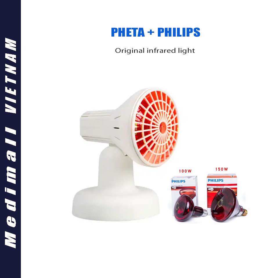 Đèn hồng ngoại trị liệu cao cấp pheta + bóng đèn hồng ngoại philips 100w | 150w | 250w