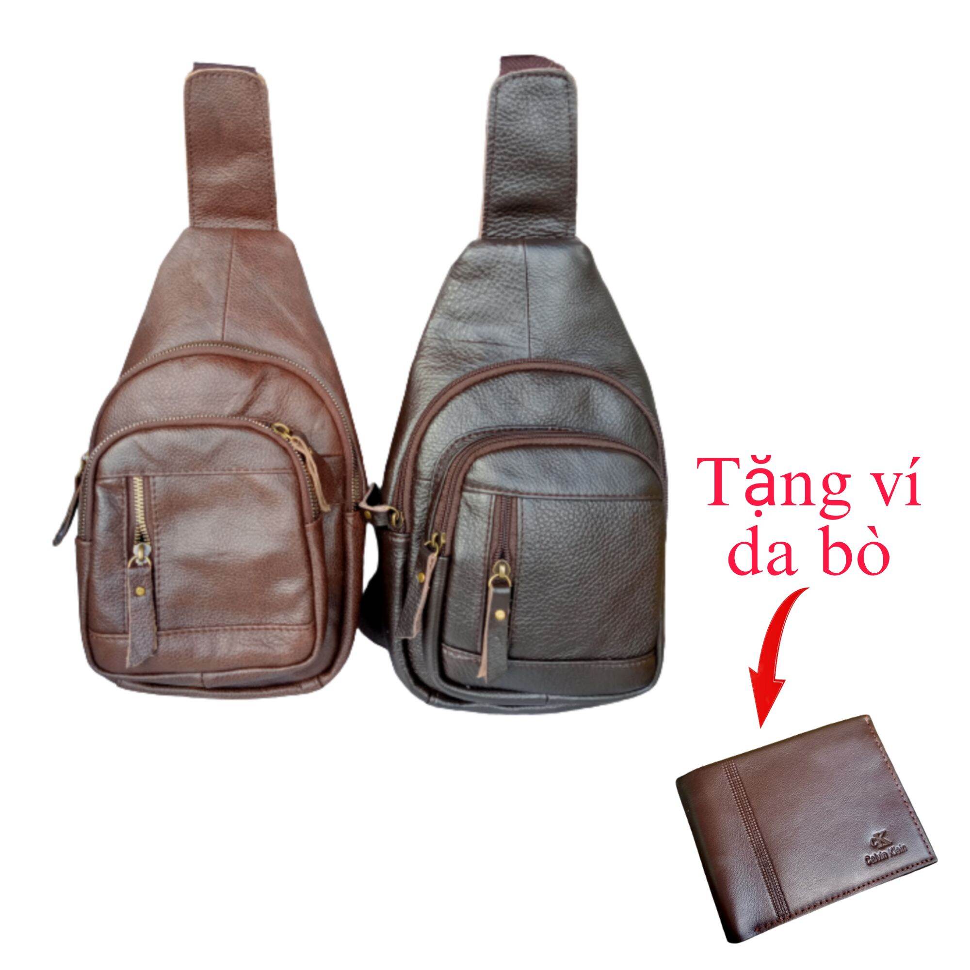 -túi đeo chéo da bò cao cấp chất da mềm dẻo - tặng kèm ví da bò