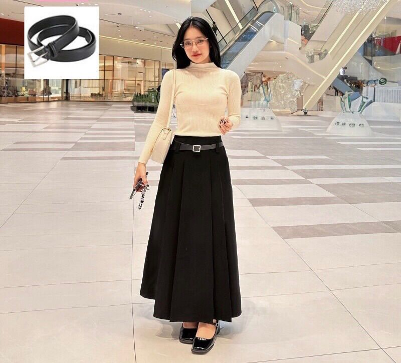 Chân váy xếp ly lớn đẹp như hình from dưới 50kg