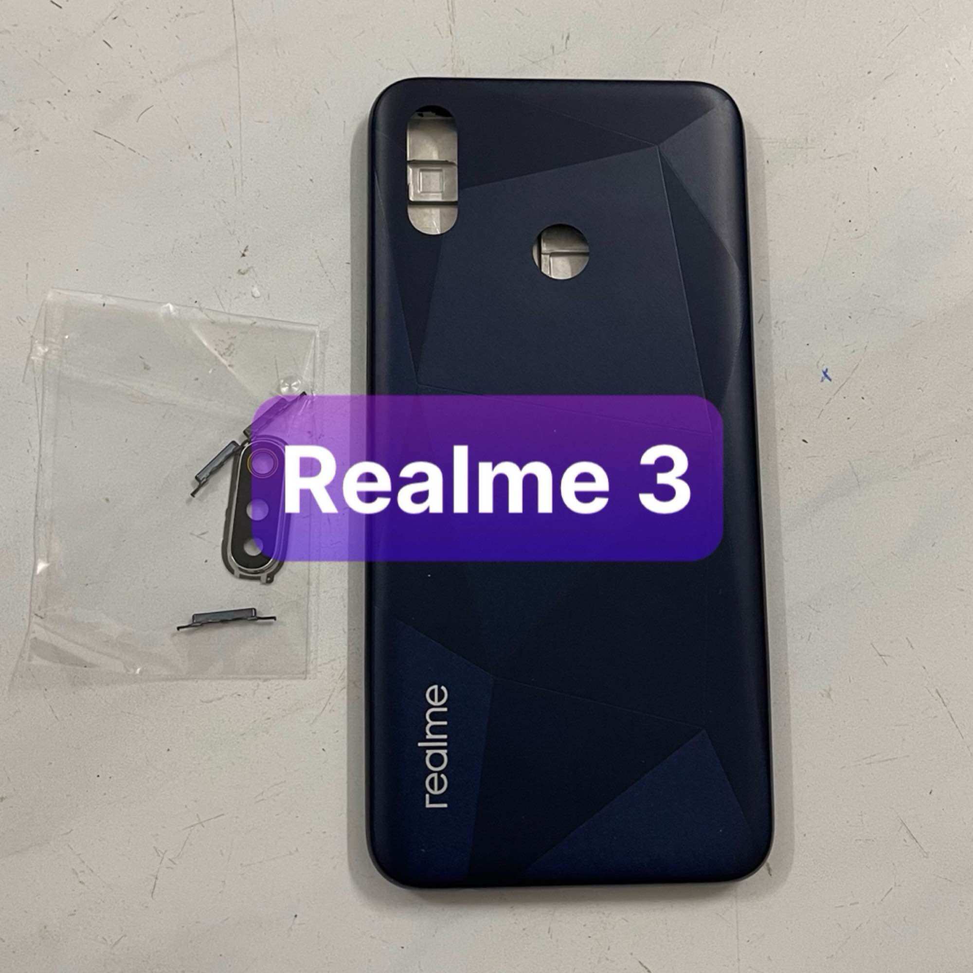 lưng vỏ Realme 3 ,kèm khay sim,phím,kính camera