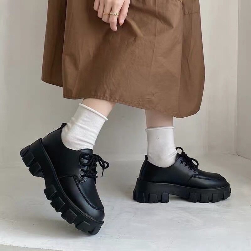 Boot nữ cổ thấp oxford độn đế bóng lì siêu đẹp