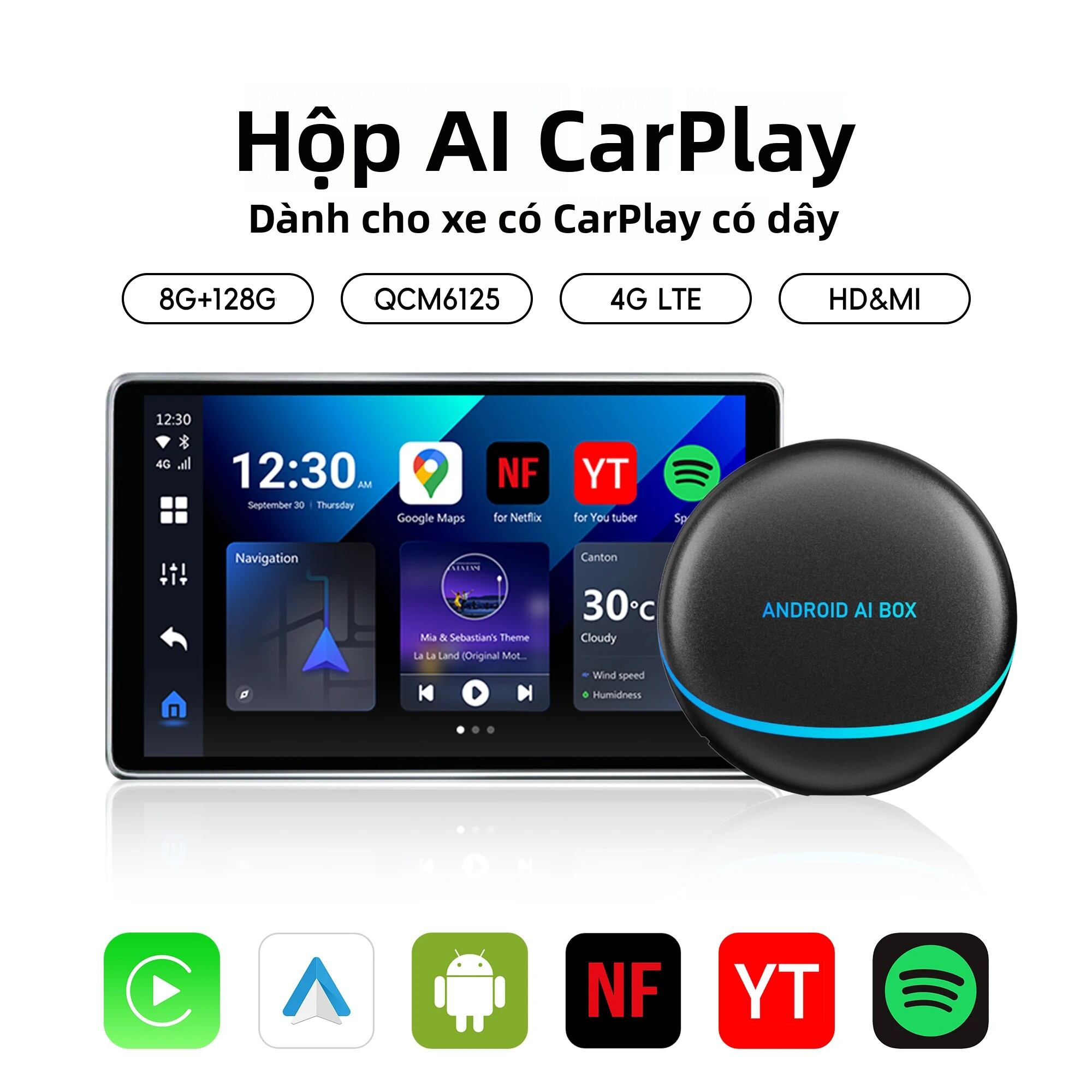 Android TV Box CarPlay AI P3 Wireless CarPlay Android Auto Dành Cho Ford Kia VW Benz HDMI Spotify Phụ Kiện Có Wi-Fi Băng Tần Kép Bluetooth 5.0 Giá 7,924,000 Đồng*Miễn phí vận chuyển