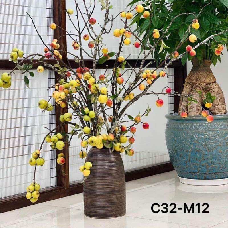 Lọ chuông Bình hoa dáng chuông ganh men mộc nâu Bát Tràng cao 32cm