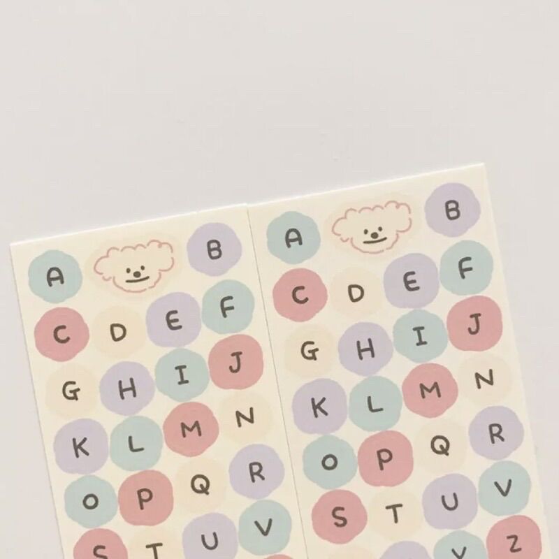 Miếng Dán Cún Bông Bảng Chữ Cái Nhiều Màu Sắc Dễ Thương Sticker Trang Trí
