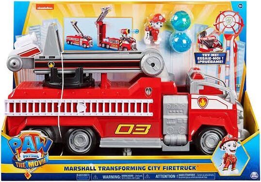 Xe Paw Patrol cứu hoả biến hình 2 in 1 siêu hạng to có công năng, còi, thang cứu hoả, Marshall và bóng nước