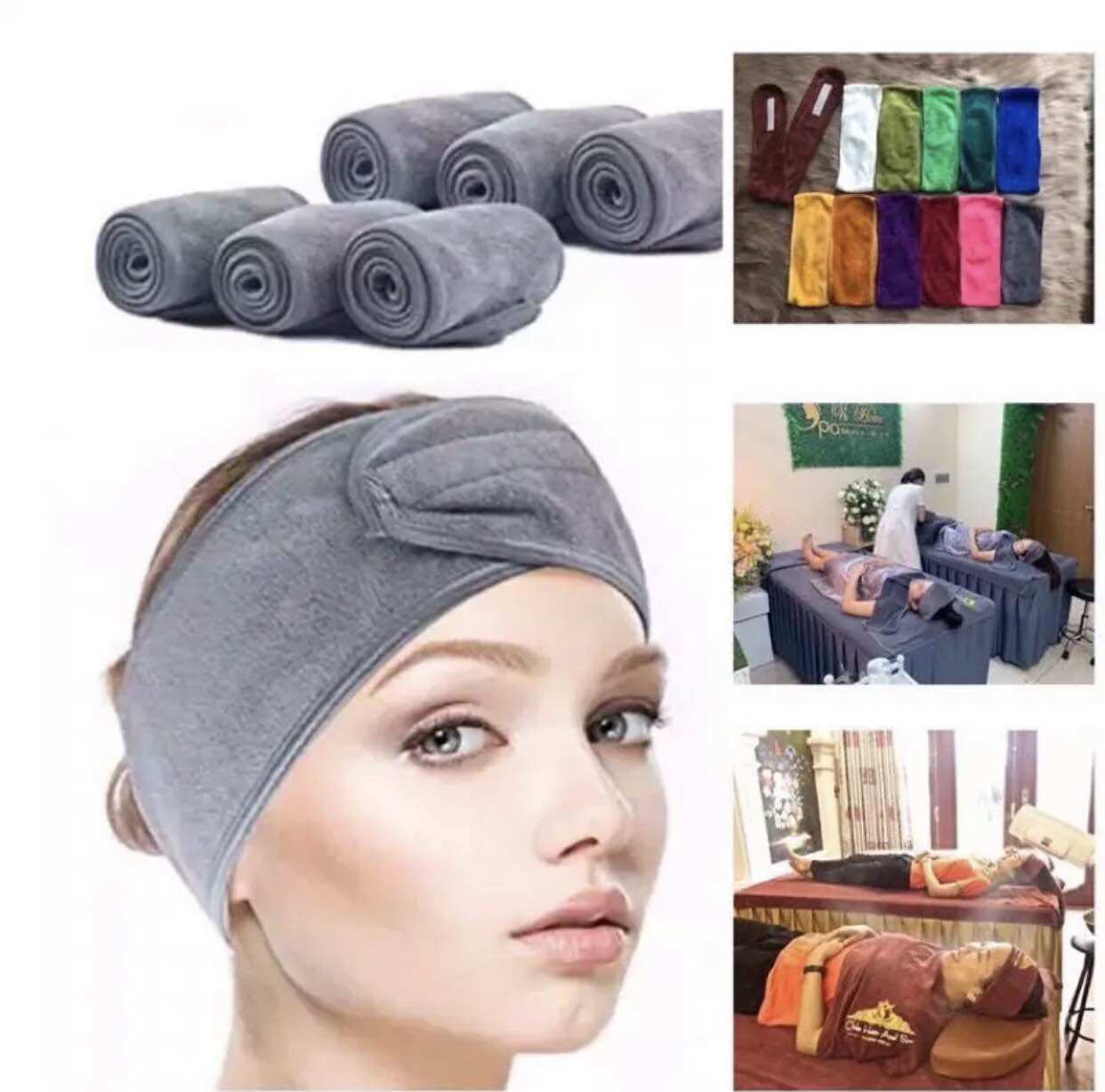 Băng đô quấn tóc spa, thẩm mỹ viện có miếng dán