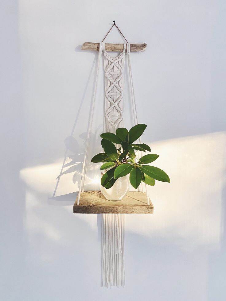Kệ gỗ trang trí treo dây tết macrame độc đáo