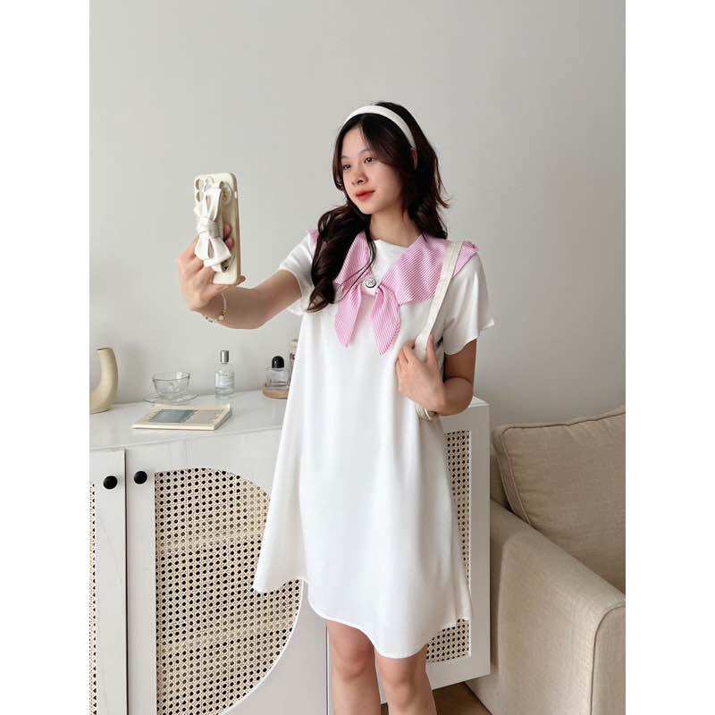 Váy-Đầm suông cổ thắt nơ thuỷ thủ