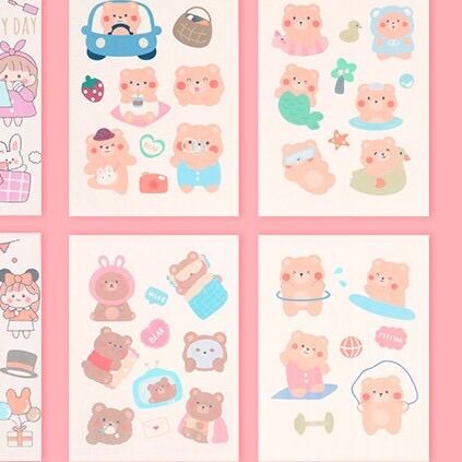 Set 4 tấm sticker trang trí siêu dễ thương