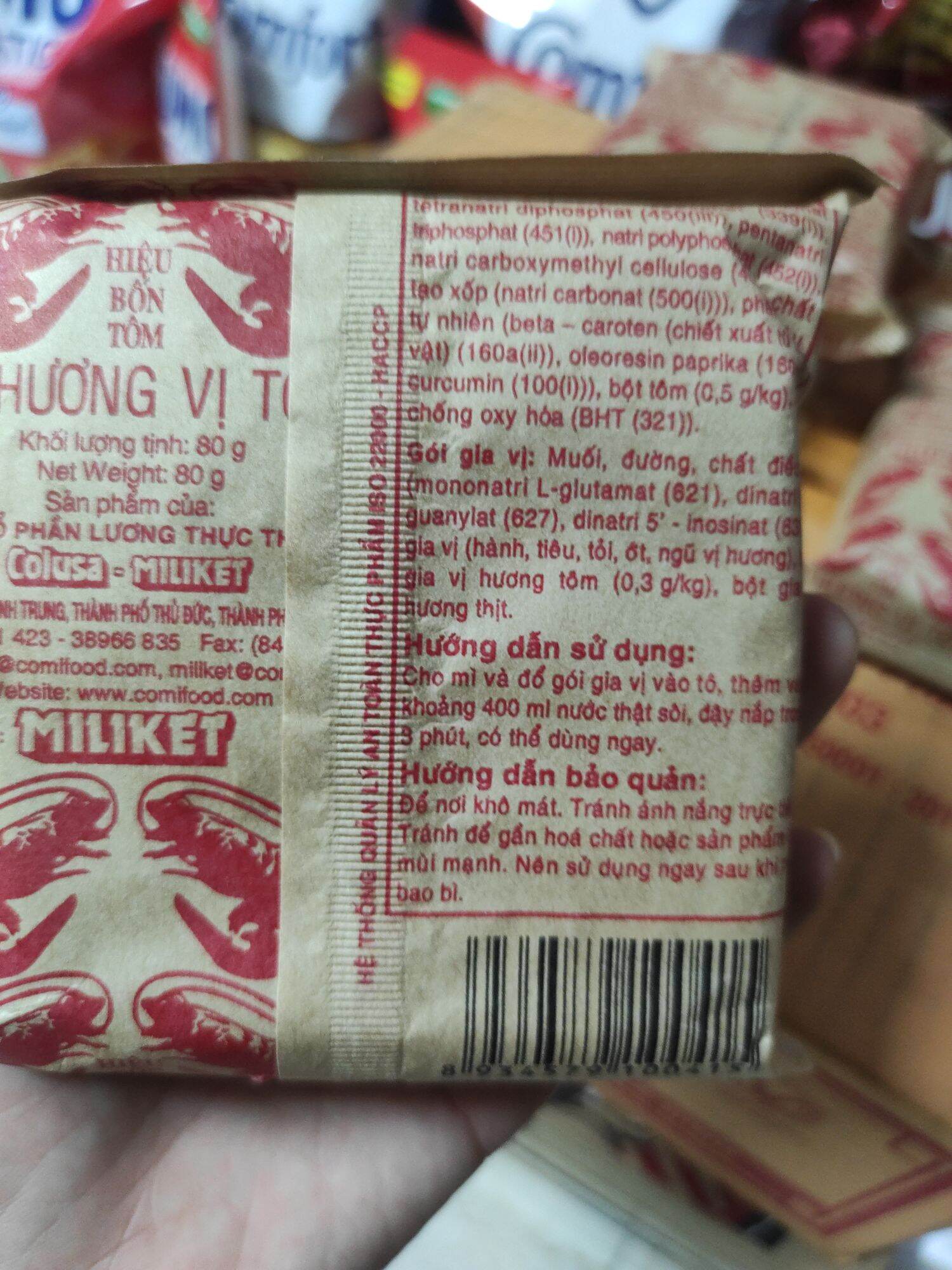 Thùng 30 gói mì giấy miliket 4 tôm gói 80g