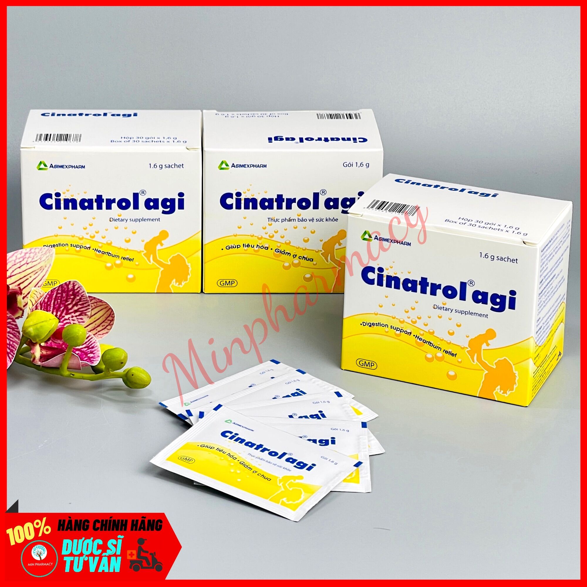 Cốm tiêu hóa trẻ em CINATROL AGI Cốm vàng (Hộp 30 gói) - Minpharmacy