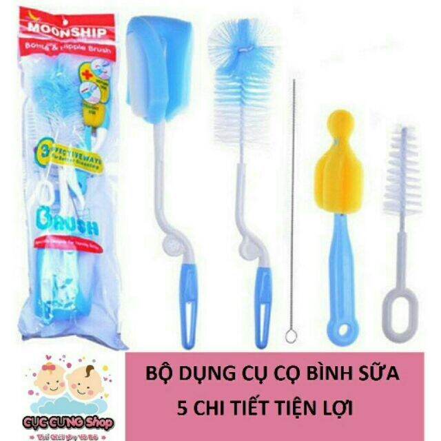 Bộ dụng cụ cọ ly, bình sữa 5 chi tiết