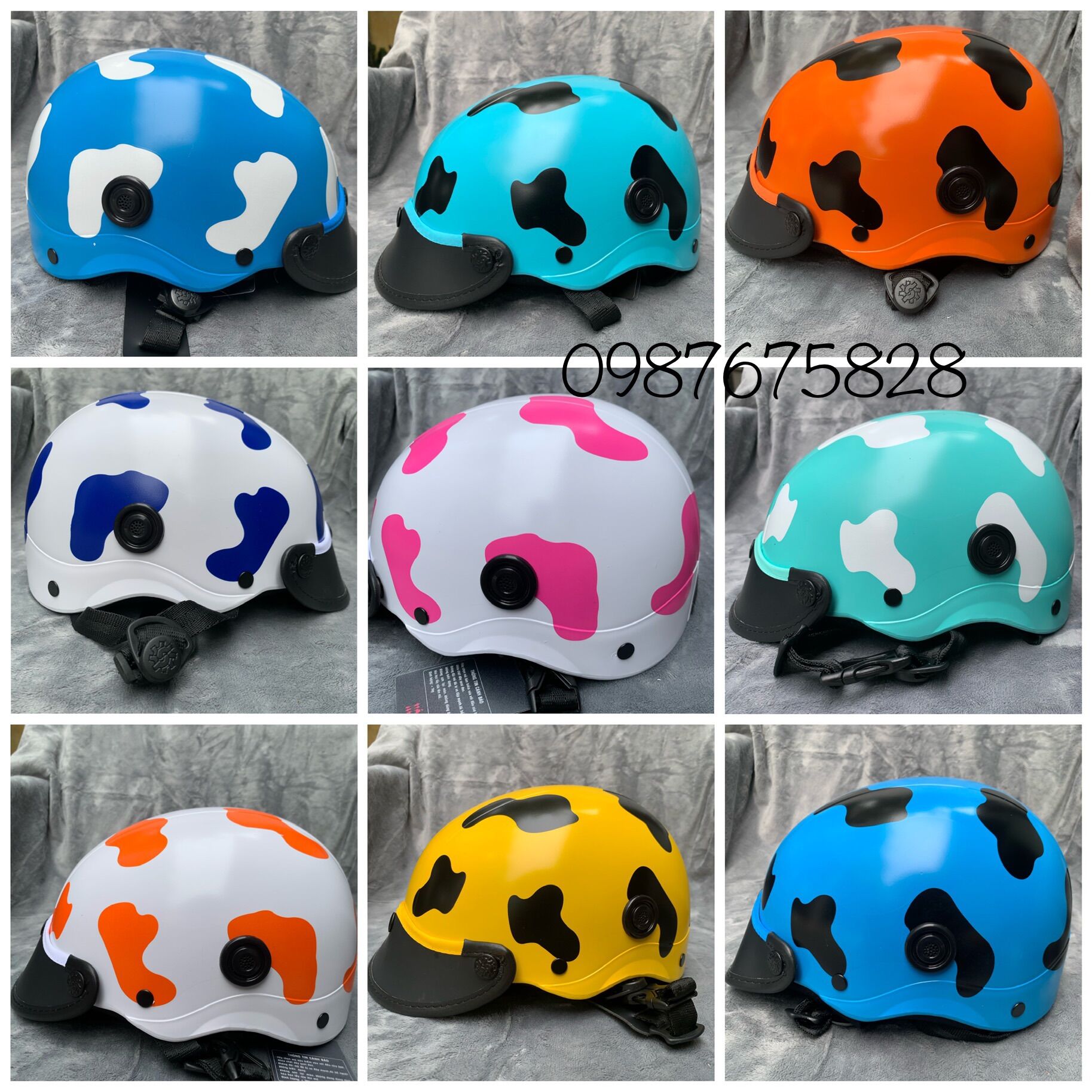 { ẢNH + VIDEO } Nón bảo hiểm sơn nhúng tem bò sữa siêu 🔥🔥🔥