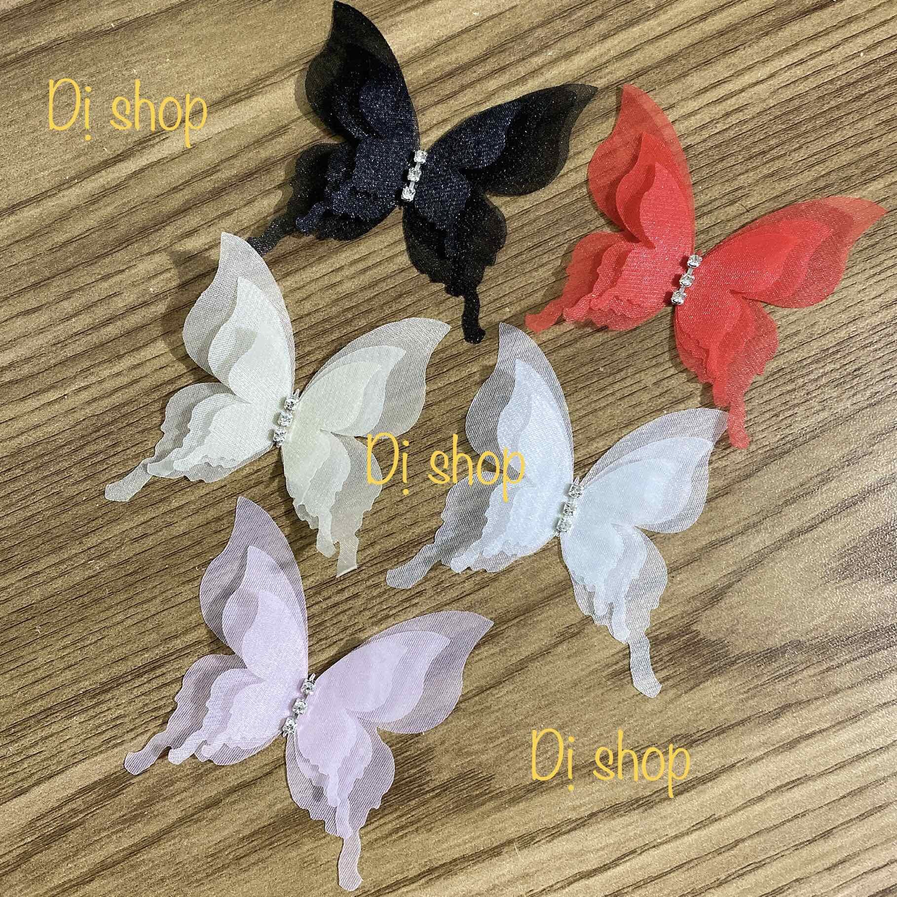 SET 5 BƯỚM TRANG TRÍ ĐÍNH ĐÁ 3 LỚP SIZE 6cm