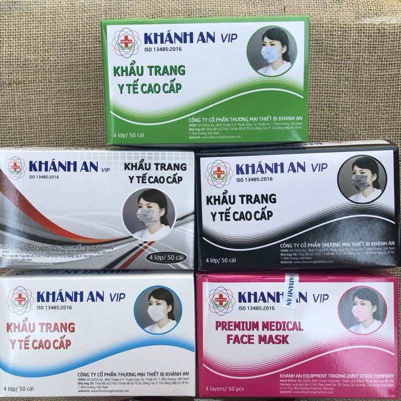 Khẩu trang y tế 4 lớp. Khánh An Vip loại 1 hộp 50 cái