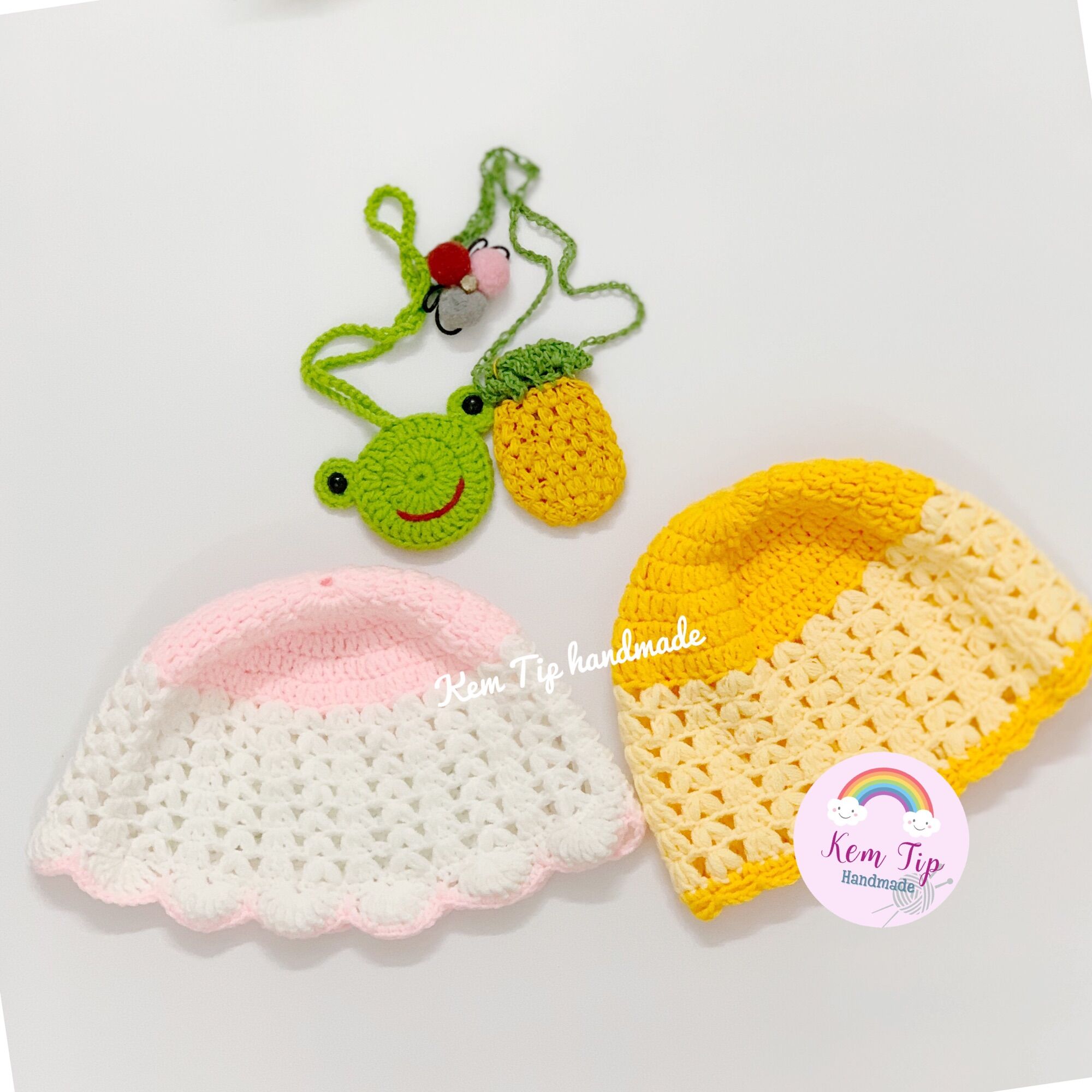 Mũ cho bé gái, mũ len cho bé xinh xắn 0-7 tuổi handmade