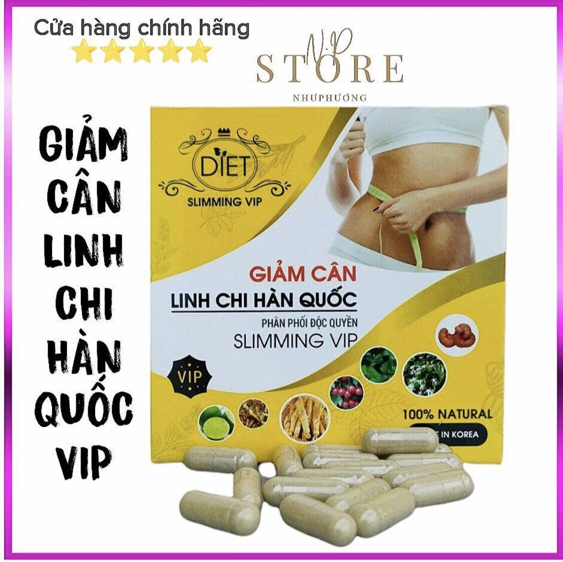 Giảm Cân Linh Chi VIP Hàn quốc-hộp 30v[Giảm 4-8kg]