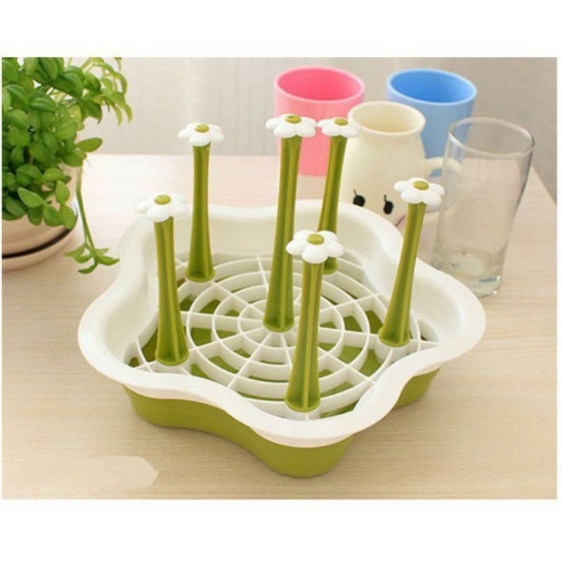 Khay úp ly, cốc hình hoa 6 trụ