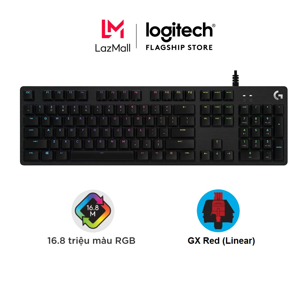 Bàn phím game cơ học Logitech G512 - RGB Lightsync 3 loại GX Switch vật liệu cải tiến cổng USB 2.0