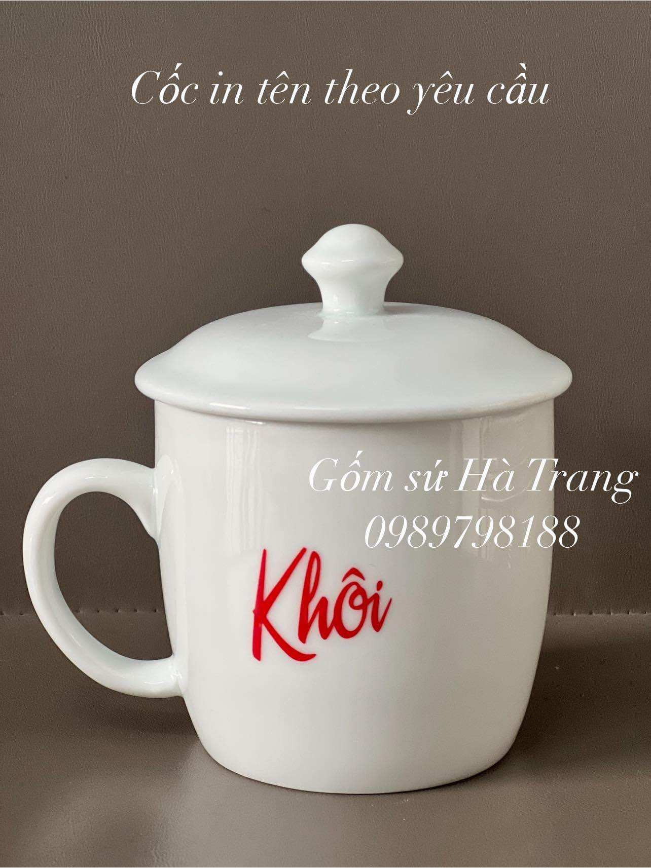 Cốc in tên gốm sứ Bát Tràng