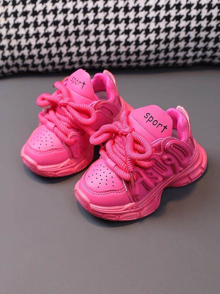 Giày thể thao cho bé - Giày sneaker siêu nhẹ dây buộc phối chữ nổi siêu chất cho bé