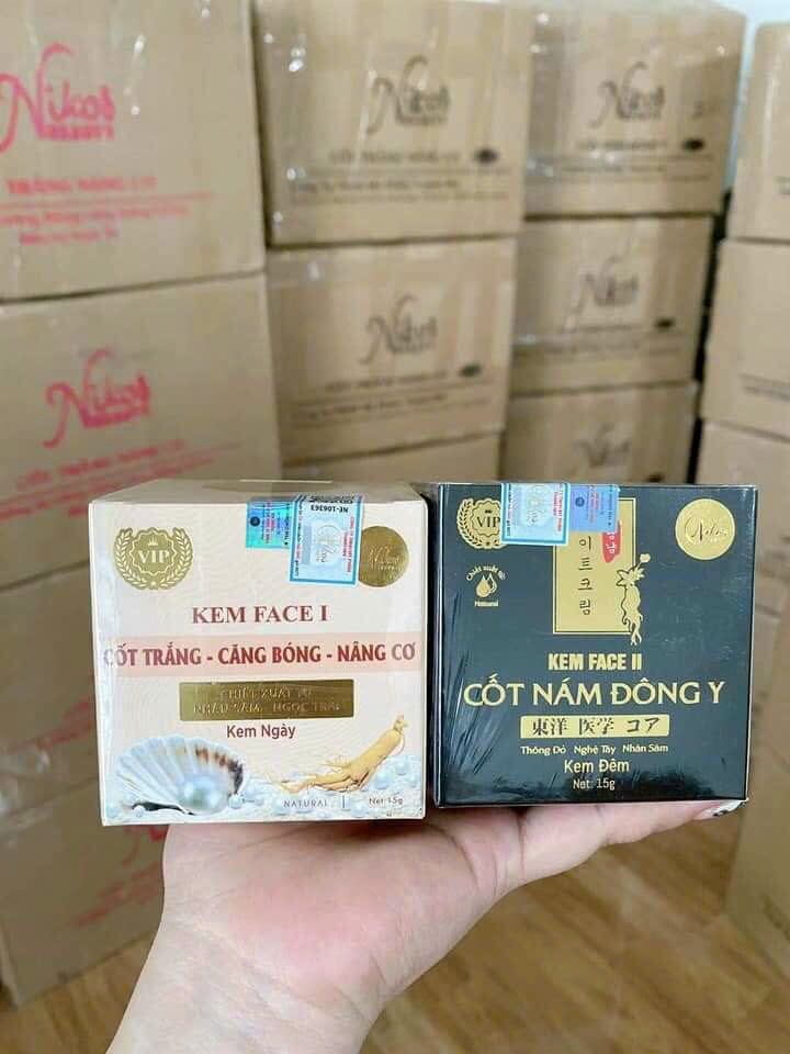Combo cốt nám face nicos chính hãng 𝗞𝗲𝗺 𝗳𝗮𝗰𝗲 𝗡𝗶𝗰𝗼𝘀 cốt trắng ban ngày căng bóng, nâng cơ, chống nắng 𝗰𝗵𝗶́𝗻𝗵 𝗵𝗮̃𝗻𝗴 - 𝗡𝗜𝗖𝗢𝗦 🔥🔥 𝗞𝗲𝗺 𝗳𝗮𝗰𝗲 𝗡𝗶𝗰𝗼𝘀 cốt nám ban đêm trị nám, trị tàn nhang, dưỡng trắng hồng 𝗰𝗵𝗶́𝗻𝗵 𝗵