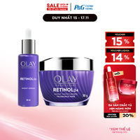 Combo Kem Dưỡng Ban Đêm OLAY RETINOL24 Giúp Giữ Nét Tươi Trẻ Cho Da & Mờ Nếp Nhăn Hũ 50G + Serum OLAY RETINOL24 Giúp Giữ Nét Tươi Trẻ Cho Da & Mờ Nếp Nhăn Chai 30ML