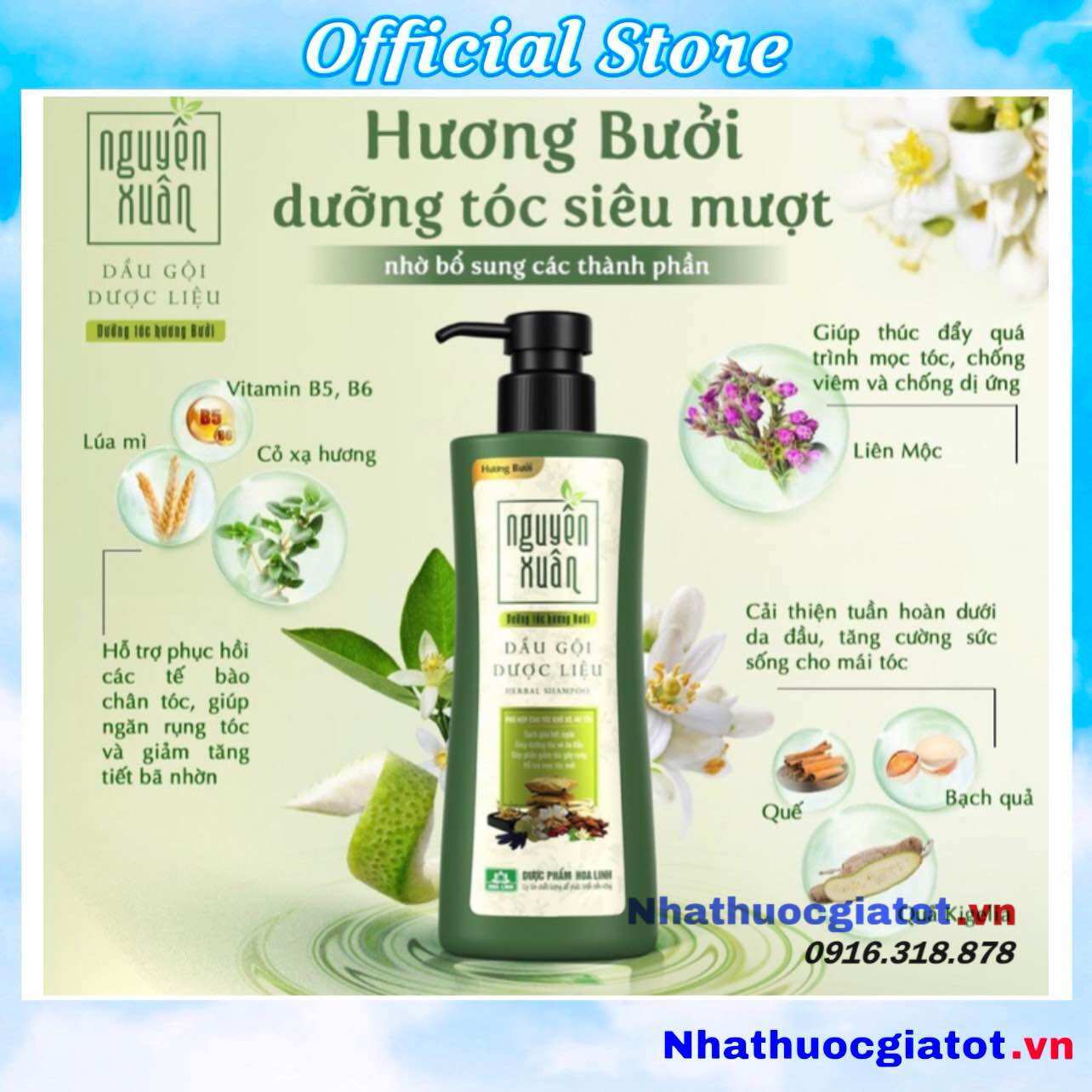 Dầu Gội Dược Liệu Nguyên Xuân Hương Bưởi