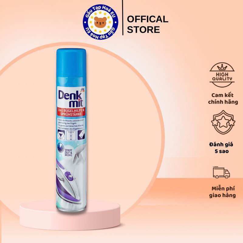 Bình Xịt Thơm Chống Nhăn khi là Ủi Quần Áo Denkmit 2in1