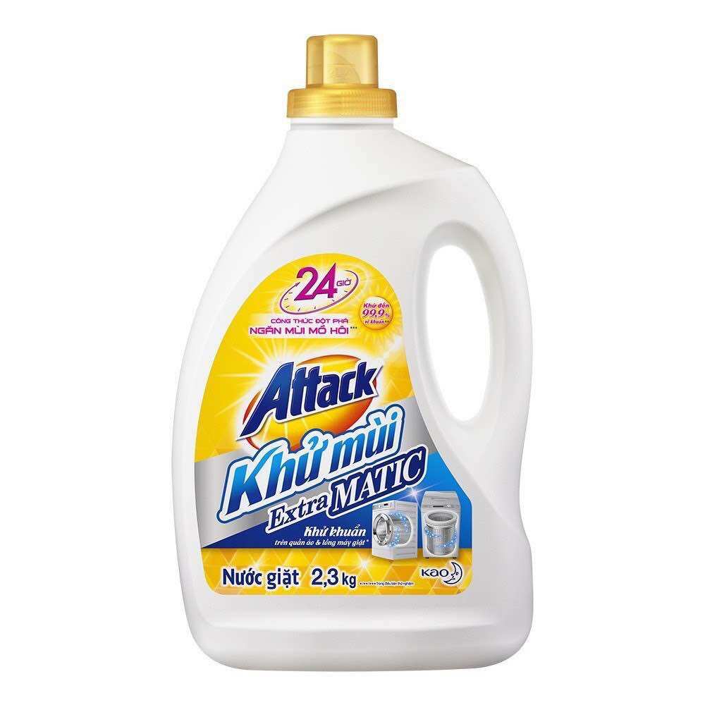 Túi/chai nước giặt khử mùi attack extra matic vàng 1200g-2.3kg