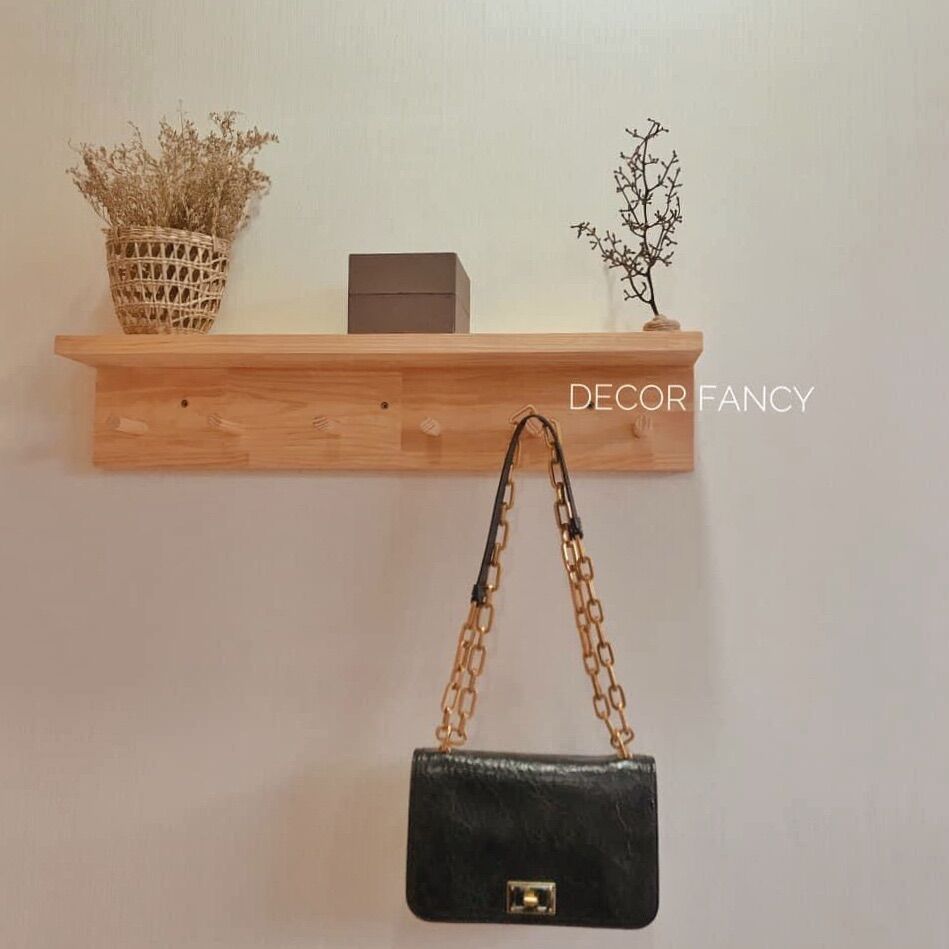 [HCM]Kệ treo áo khoác nón túi xách có 4 kích thước, Kệ treo đồ bằng gỗ - Decor Fancy