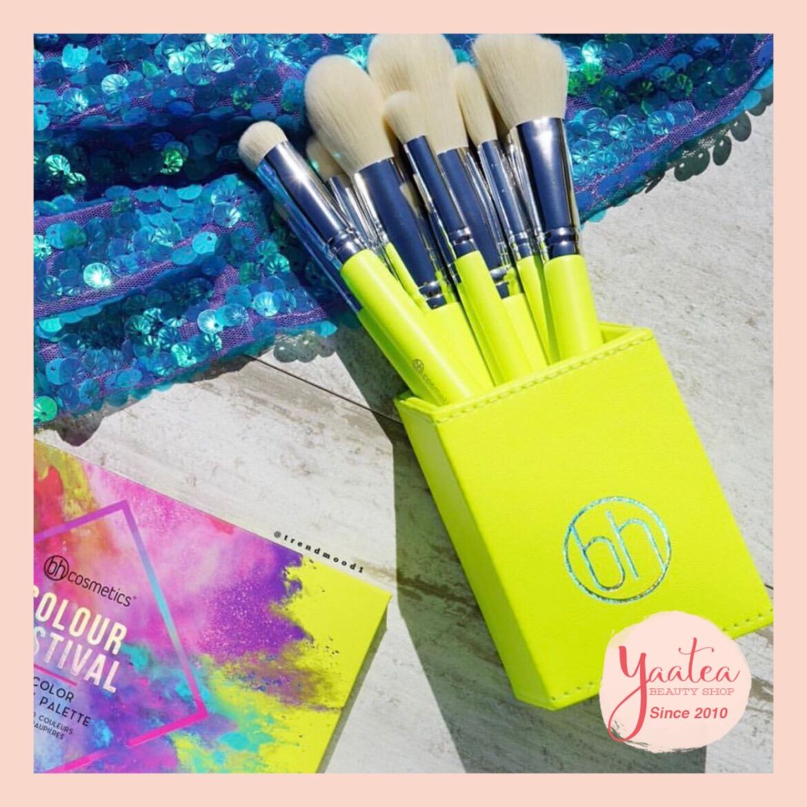 Bộ 12 Cọ BH Cosmetics Color Festival 12 Piece Brush Set With Angled Brush Holder