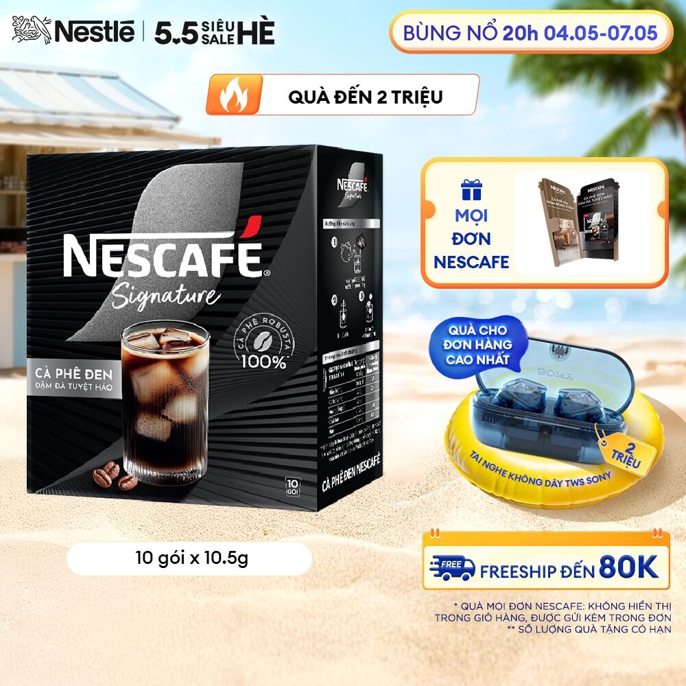 [FREESHIP TOÀN QUỐC] Cà phê đen hòa tan NESCAFÉ Signature Hộp 10 gói ĐẬM ĐÀ TUYỆT HẢO