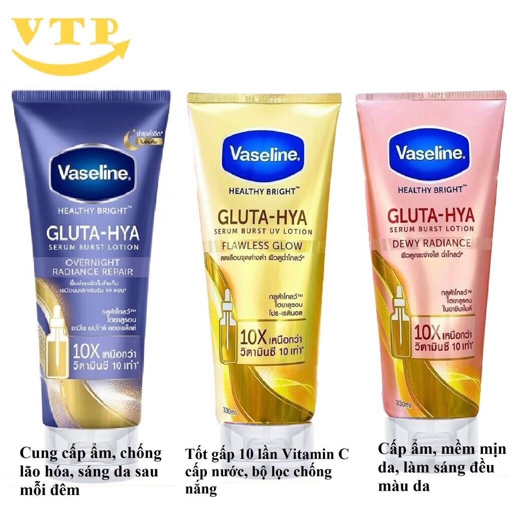 Sữa dưỡng thể vaseline healthy bright gluta hya serum 10x thái lan