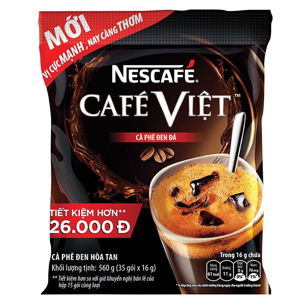 cà phê đen hòa tan 2in1 Nescafe Cafe Việt bịch 35goi x 16g