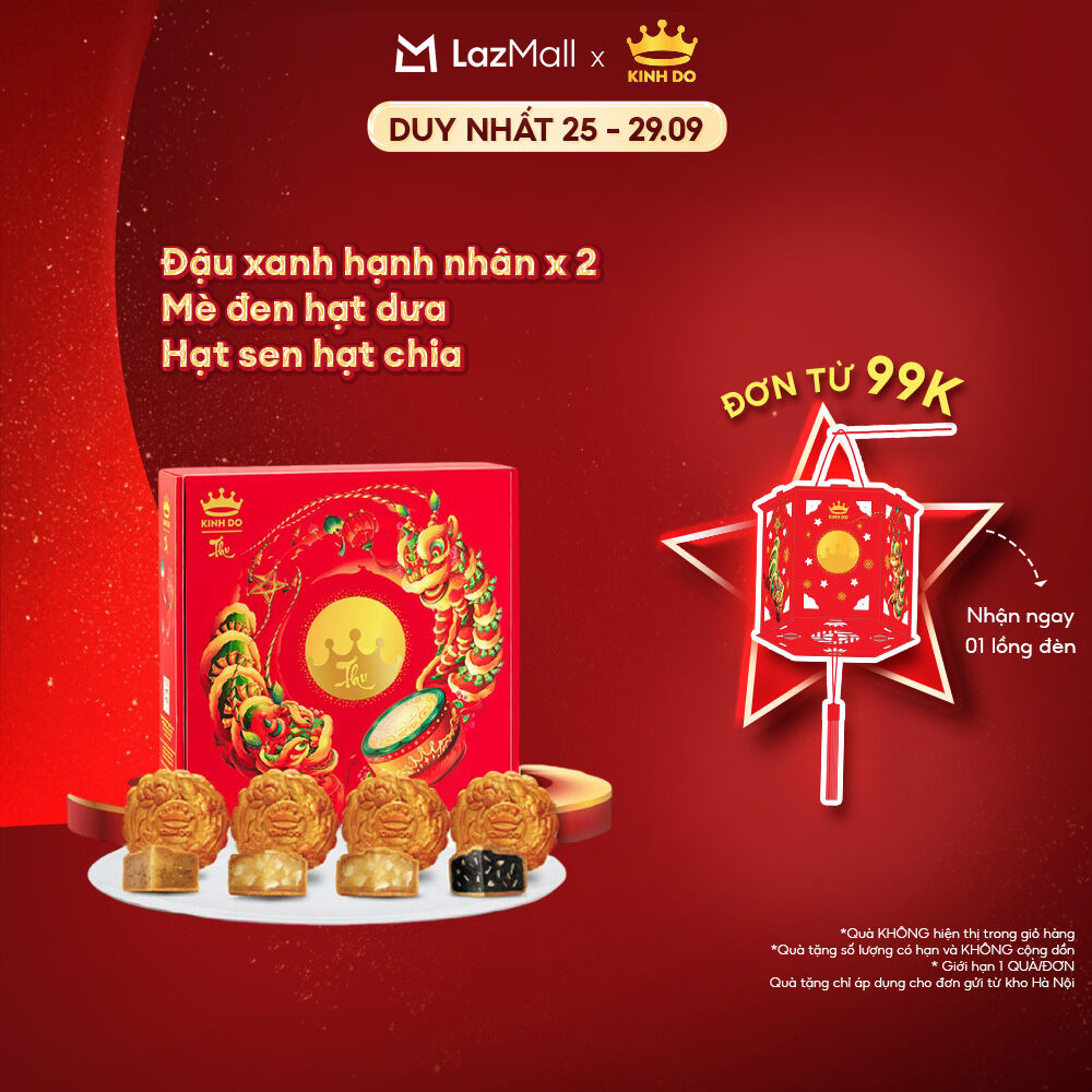  Hộp 4 Bánh Trung Thu Kinh Đô - Bánh Ăn Chay Không Trứng  4 Bánh X 150G  