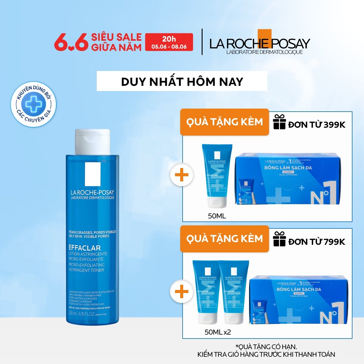 Nước cân bằng (toner) giàu khoáng dành cho da dầu La Roche-Posay Effaclar Astringent Lotion 200ml
