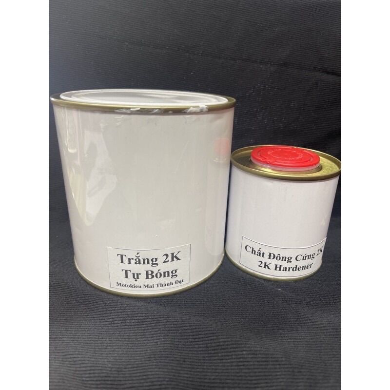 Màu Sơn Trắng 2K Tự Bóng ( Sơn oto - xe máy ) Lon 1kg Chưa Kèm Đông Cứng