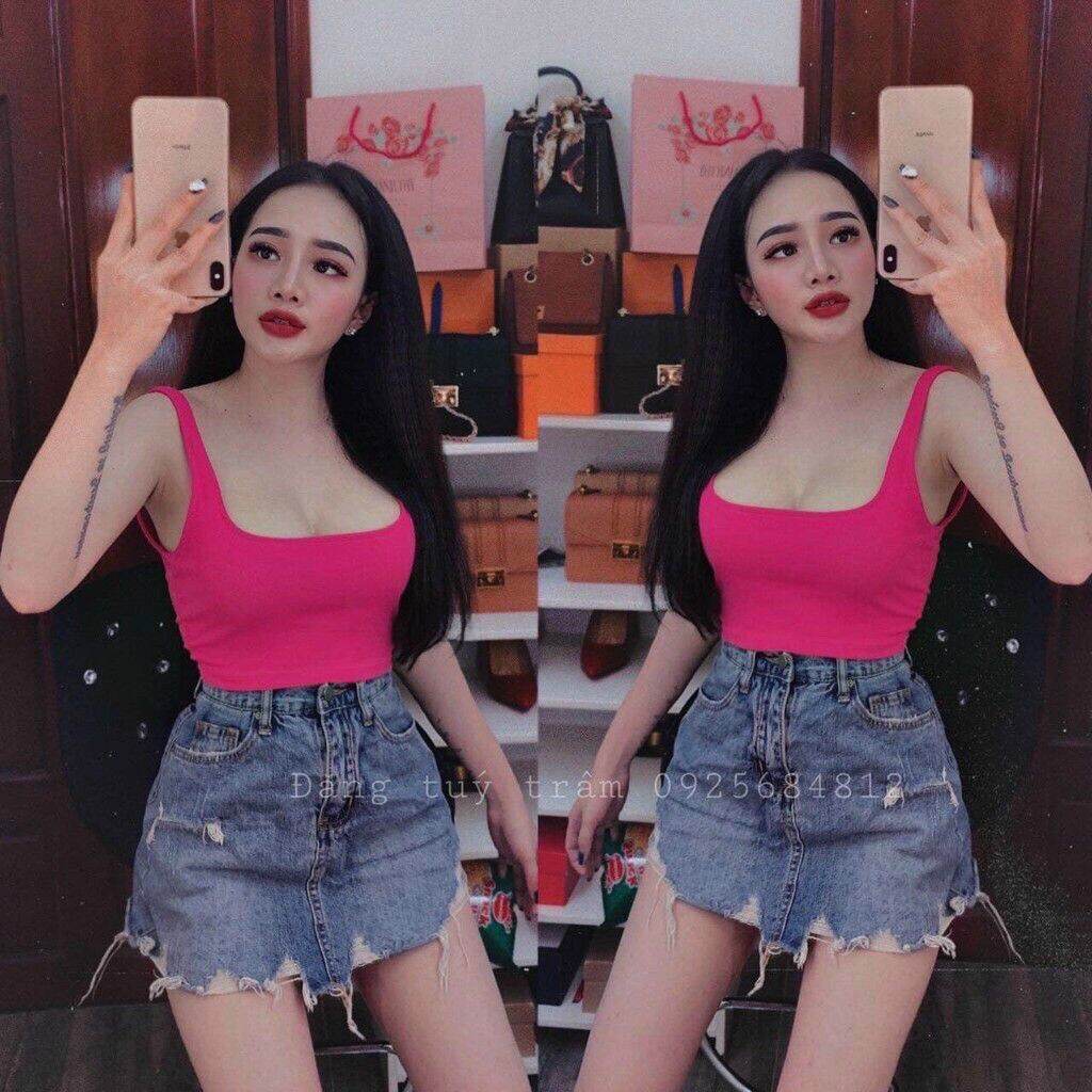 [HCM]Áo Croptop 3 Lỗ cổ U Hở Lưng Sexy