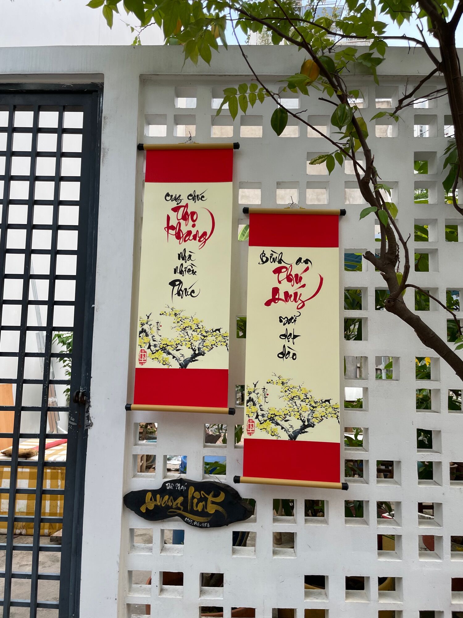 Câu đối thư pháp 20*54cm