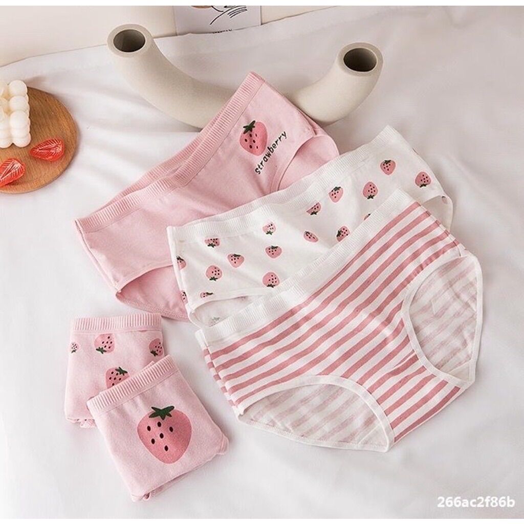 Set 5 Quần Lót Cotton Nữ Hoạ Tiết Dễ Thương Combo Quần Chip Cotton Kháng Khuẩn Hình Cute