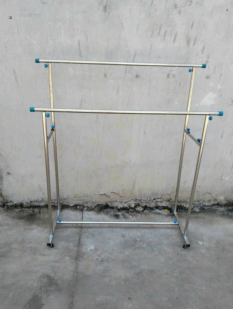 Sào đôi inonx có bánh xe lắp ráp ống phi 22