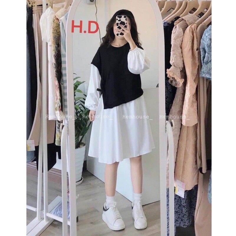 Set đầm babydoll buộc dây eo