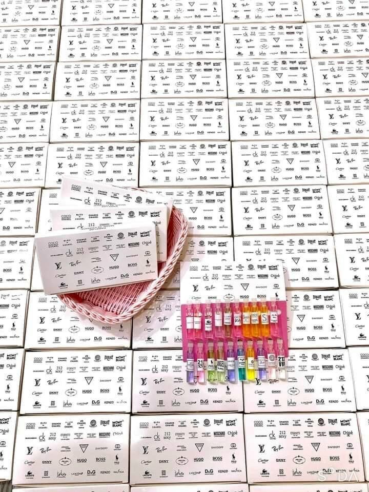 Set 20 ống nước hoa test mini đủ mùi gồm 20 chai khác nhau, mỗi chai 2 ml