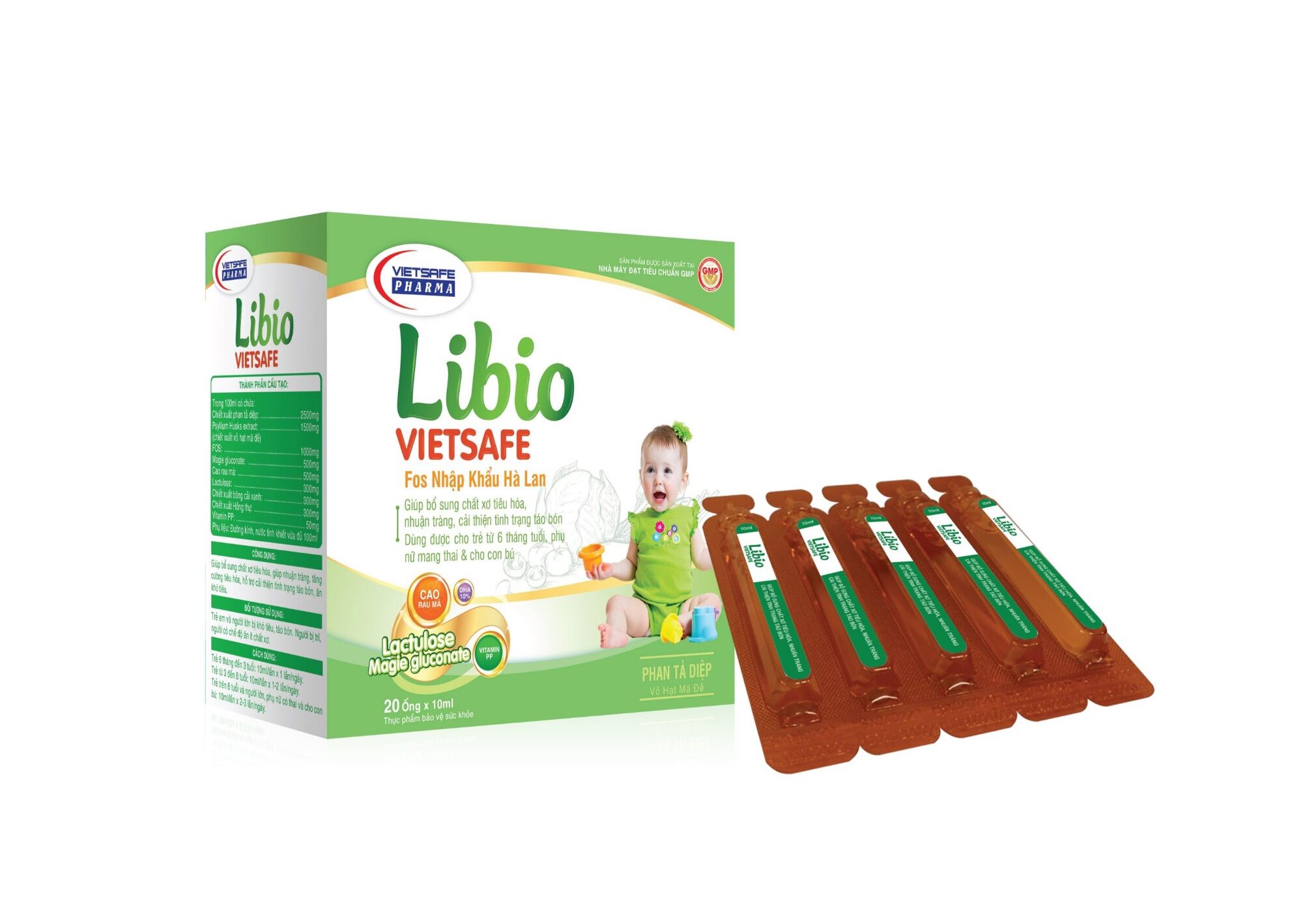 Siro bổ sung chất xơ Cho trẻ Libio vietstafe hỗ trợ táo bón ,hộp 20 ống