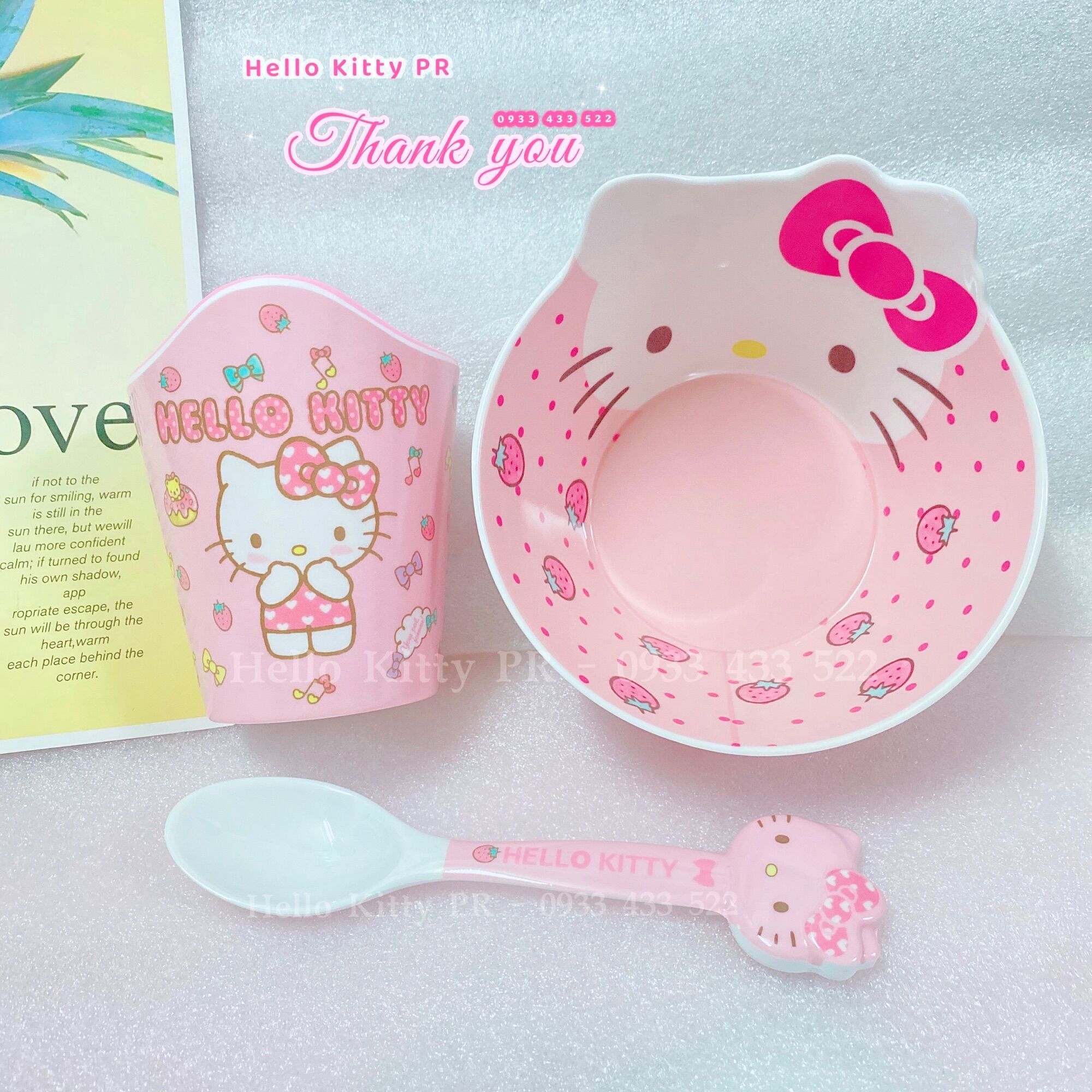 Set combo chén tô muỗng ly Hello Kitty