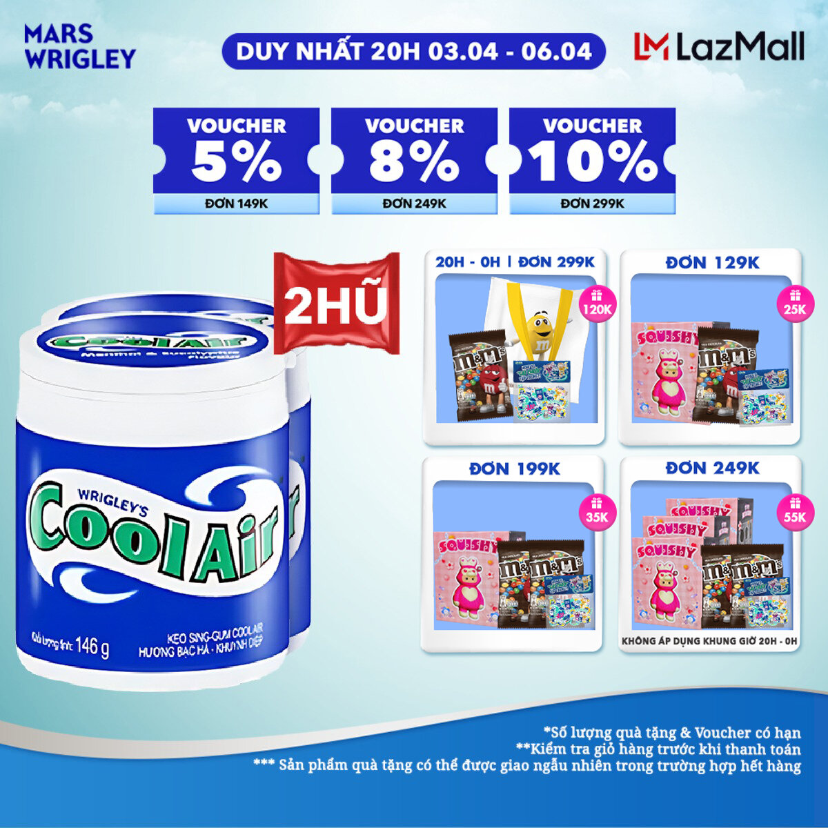 Combo 2  Kẹo Sing-Gum Cool Air Hương Bạc Hà - Khuynh Diệp Hũ Lớn 100 Viên