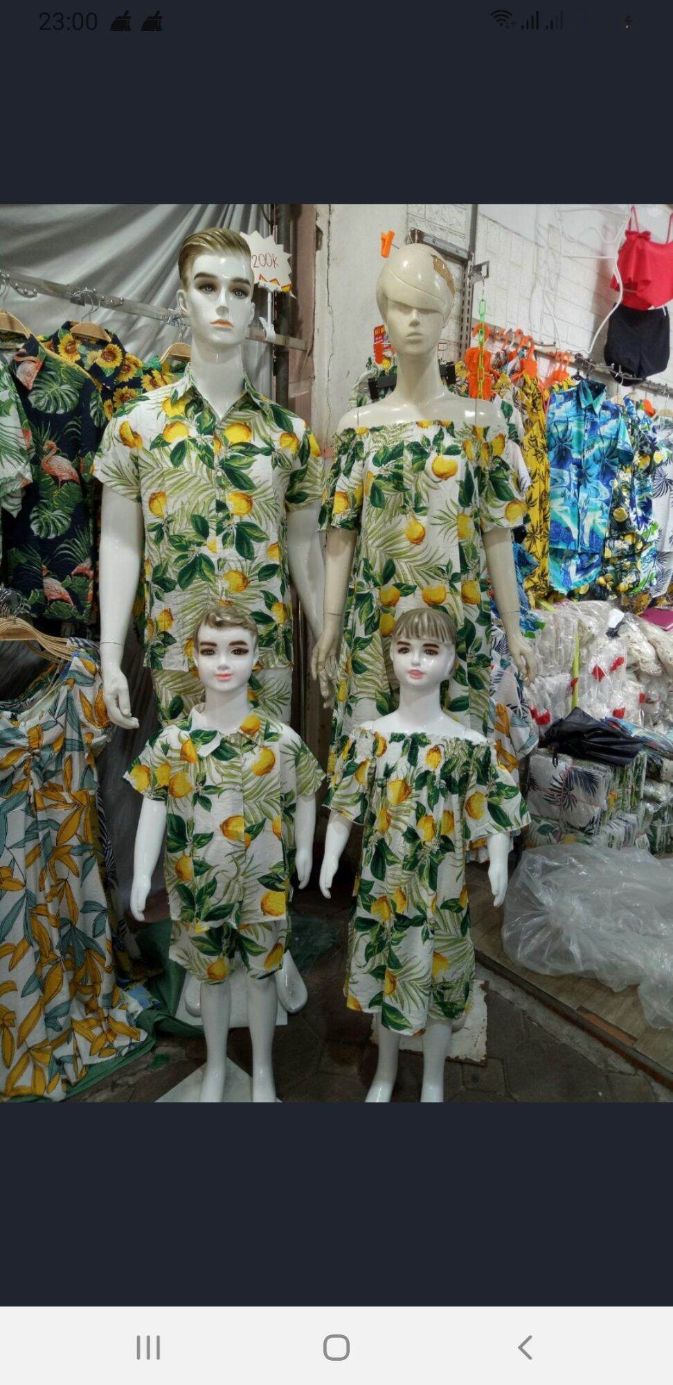 Set đôi đi biển, set hoa quả đi biển, áo sơ mi hoa quả, váy đũi