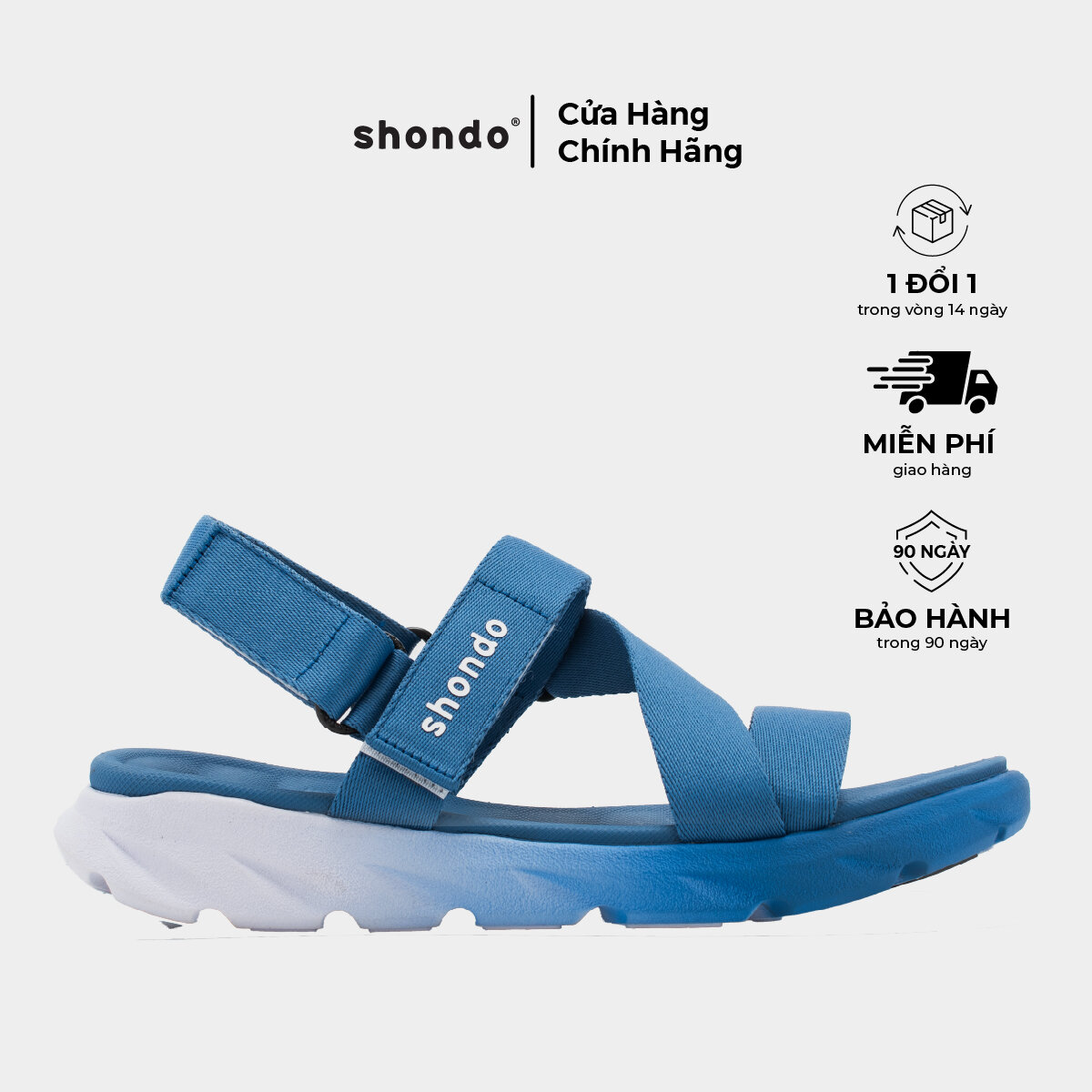Giày Sandals Shondo F6 Sport Ombre Đế 2 Màu Xanh Parisian Trắng F6S0339